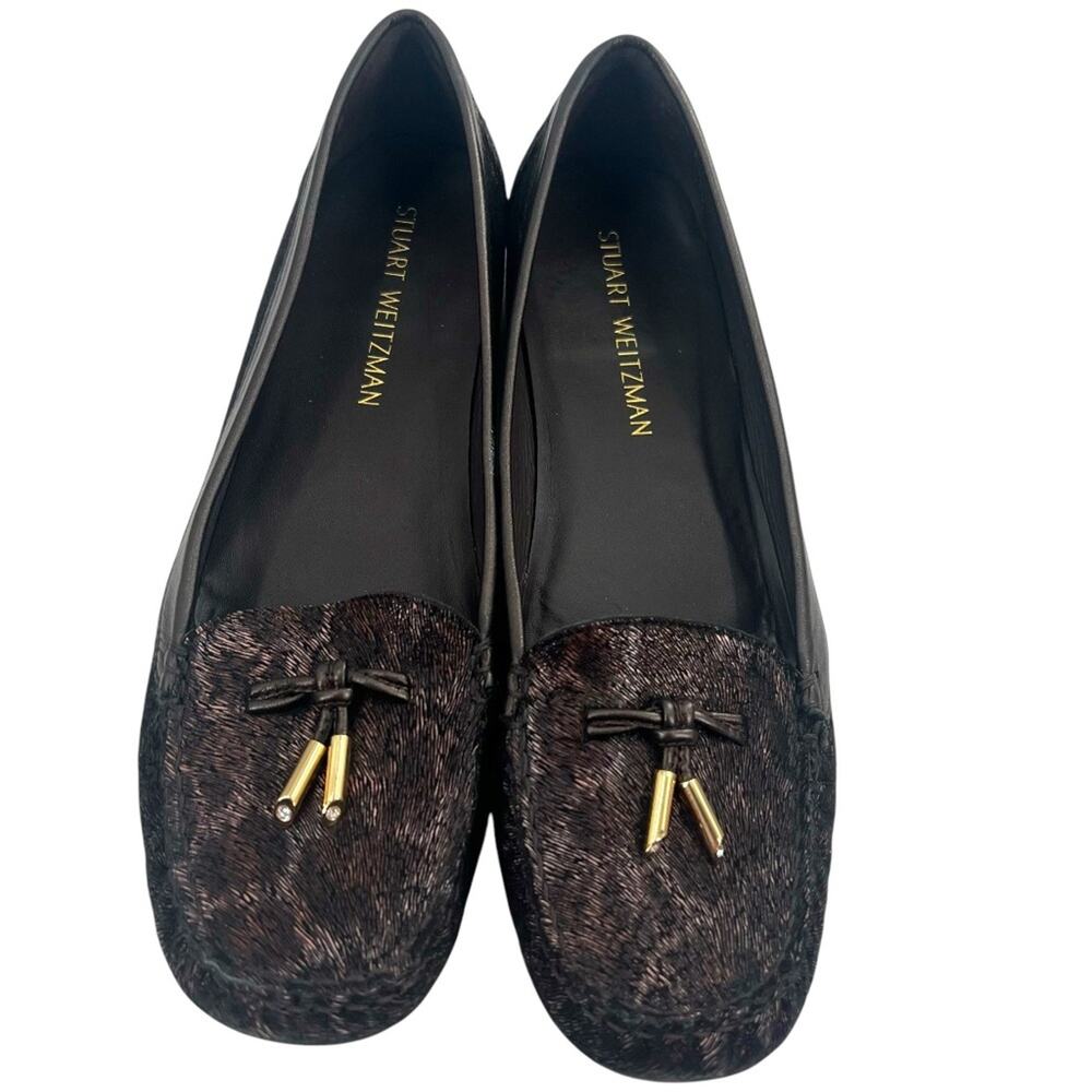Stuart Weitzman leopard print‎ bow loafers sz 11 N